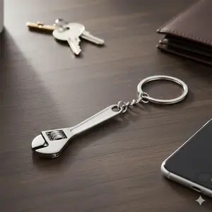 Heavy Duty Industrial Keychain - Wrench Tool Keyring for Men. Unique Car Mechanic Style Metal Key Holder Accessory. Rustic Hardware Themed Gift for Mechanics, Auto Repair Enthusiasts, and DIYers.