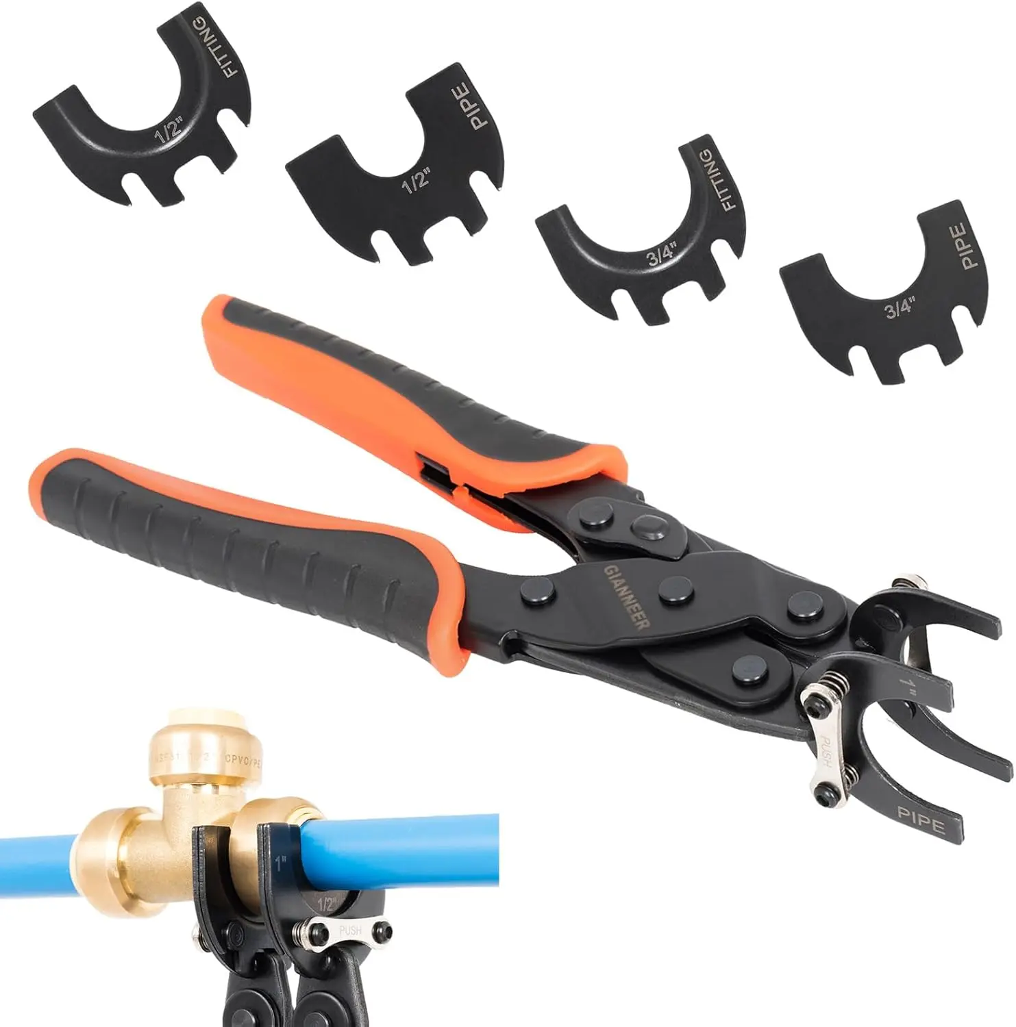 High Quality and Durable Improved Disconnect Tongs with Interchangeable Plate for 1/2, 3/4, 1 Push-Fit PEX, CPVC, Copper Fittings