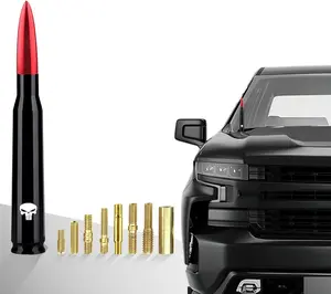 Red, Short Bullet Truck Antenna for Chevy, Silverado, GMC, Sierra, Anti-Theft Car Wash Safe Replacement, Exterior Accessories