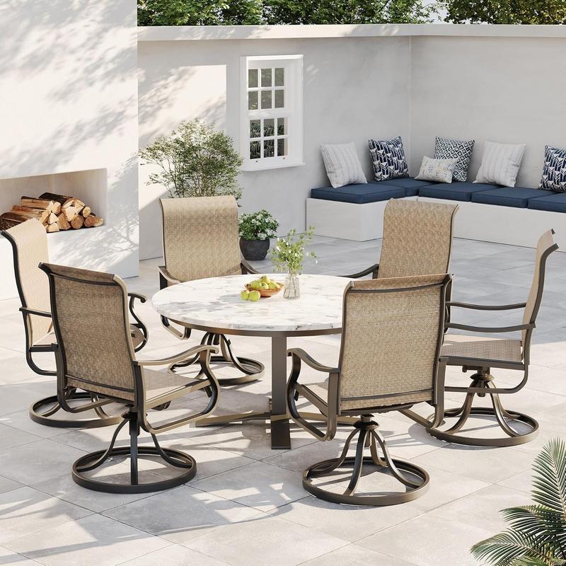 Amopatio Modern Patio Swivel Chairs Sets, Outdoor Dining Chairs with Back, All-Weather Swivel Rocker Chair for Poolside/Garden/Porch/Deck
