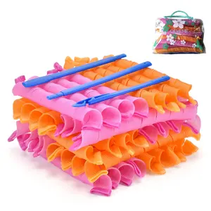 40pcs Hair Curlers Spiral Hair Curlers for Long Hair, No Heat Curlers 22inch/55cm Magic Curls Hair Rollers with Styling Hooks Heatless Hair Curlers Styling Kit Pink&Orange