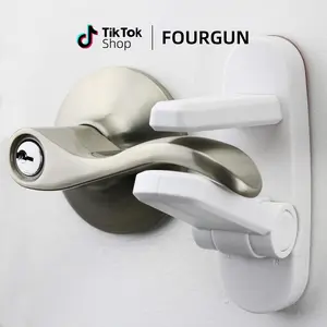 Dreambaby Door Lever Lock 2-Pack, Baby Proof Child Safety Lock for Flat Doors, 1-Hand Operation Tool-Free Set, Durable ABS Build, 3M Adhesive for Simple Setup Childproofing Hardware, Lock For Doors