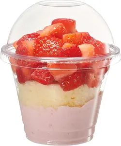 50 Count Clear Plastic Cups With Dome Lids/Flat Lids - Ideal (No Hole), Fruit Cups with Lids for Party - Perfect for Smoothies, Milkshakes