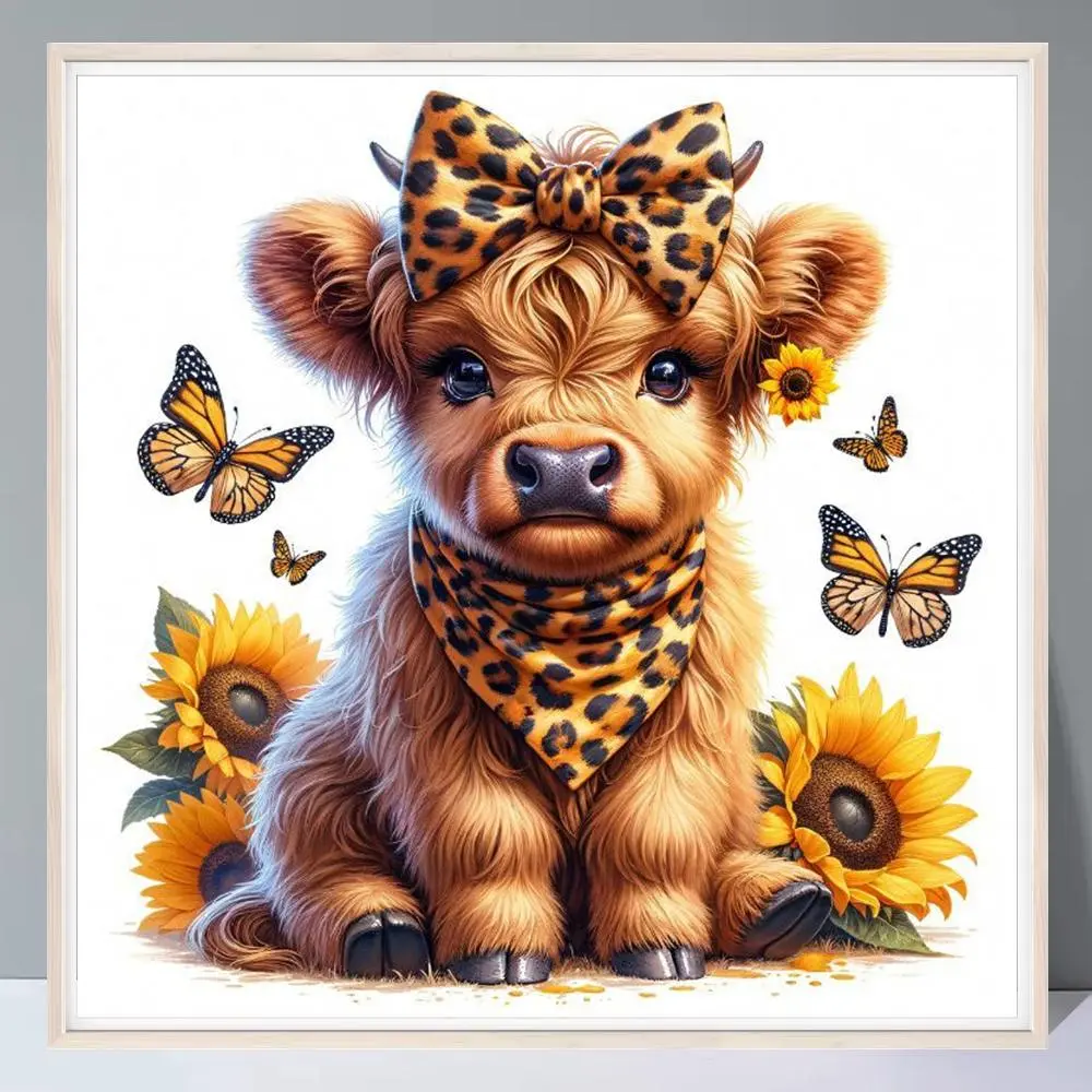 Cattle Pattern DIY Craft Diamond Arts Painting Kit without Frame, DIY 5D Diamond Arts Painting Kit, Handmade Gift for Beginners, Diamond Painting Kits