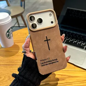 Bible Text TPU Leather Case for iPhone 17Pro Max Air 16 15 14Plus Shockproof Anti-Drop Protective Casing Cute Gift for Her