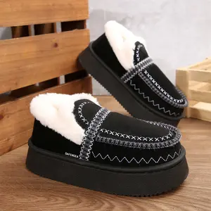 Women's Thick - Sole Fleece Slippers Ideal for Cold Days Combines Comfort Loafers and Fashion Indoor Outdoor Shoes