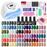 JODSONE Salon-Grade Glossy Low Odor UV-Cure Gel Nail Polish Set - 36 Pcs Soak-Off Gel (32 Colors), 150W Super Fast Automatic Light UV Lamp, Manicure Tools, Halloween Glitter, Wipes, Nail Care Supplies, Self-Care Gift for Women