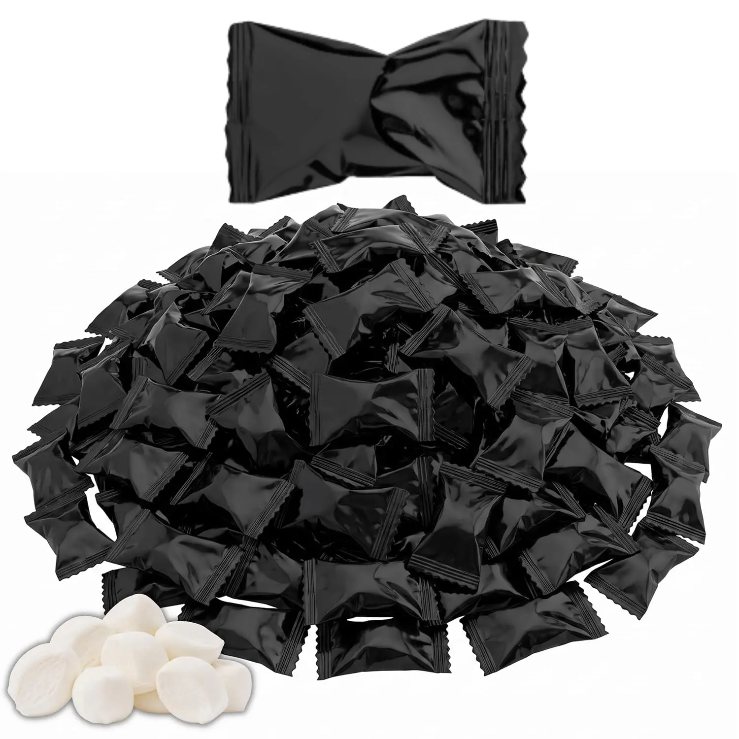 Halloween Party Candy – Black Buttermints Individually Wrapped – 220 Count