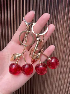 Cute Creative Imitation Cherry Car Keychain for Women, Exquisite Resin Cherry Bag Pendant, Stylish Accessories for Handbags