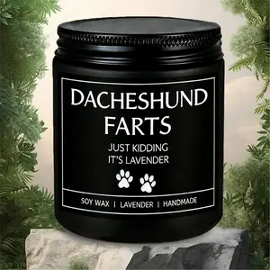 1pc Lavender Scented Soy Wax Candle in Jar - Dachshund-Themed Gift for Women with Paw Prints & Humorous "Just Kidding" Text, Long-Lasting 40-50 Hour Burn Time, Christmas Home Decor for Dog Lovers, Playful Packaging, Durable Container, Scented Candles