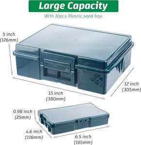 Dark Green Seed Storage Box With 16 inner 4×6 inch small boxes, Portable tool storage box for fishing,Seed Packet Storing (DarkGreen)