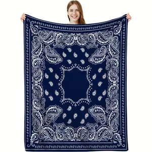 [Dark Blue Flannel] Dark Blue Flannel Blanket | 1pc Lunch Break Cover | Sofa Bedding