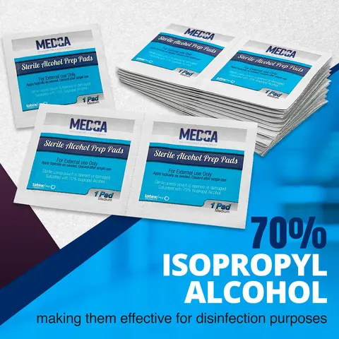 MEDCA 70% Isopropyl Alcohol Unscented Antiseptic Wipes - 600 Count (Pack of 1), 2-Ply Non-Woven Prep Pads, Individually Wrapped Moistened Swabs for Healthcare Wound Care & Daily Cleansing, Disinfection Disinfectant Wipes
