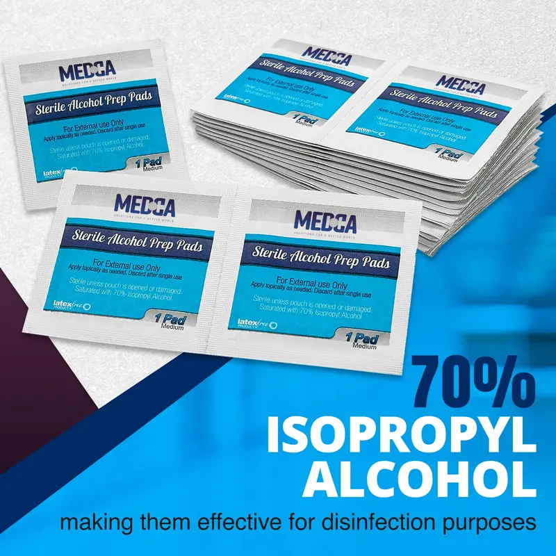 MEDCA 70% Isopropyl Alcohol Unscented Antiseptic Wipes - 600 Count (Pack of 1), 2-Ply Non-Woven Prep Pads, Individually Wrapped Moistened Swabs for Healthcare Wound Care & Daily Cleansing, Disinfection Disinfectant Wipes