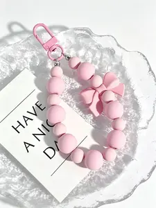 Bags Hanging Ornament Anti-lost Pendant Ins Pearl Bow Keychain Bag Charms Lanyards Phone Chain Rope Car Keychain Beaded Pendant Purse Bag Phone Chain for Women,Girls