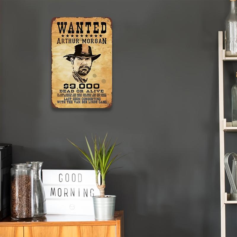 Arthur Morgan 'Wanted' Vintage Metal Poster Sign, 8x12 inches, Iron Wall Art, Fade & UV Resistant, Laminated, Pre-Drilled for Easy Hanging, Ideal for Home Bar, Game Room Decor & Gifts Decoration Print 2025 fashion
