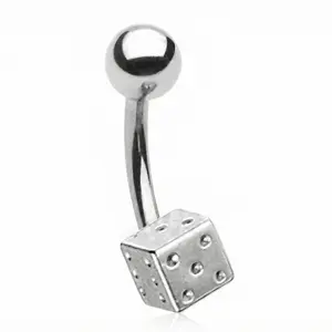 14G Surgical Steel Dice Belly Ring – Lucky Gambling Navel Piercing