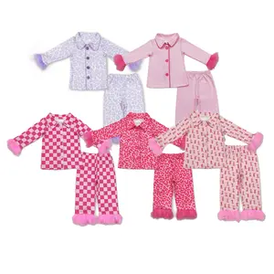 Long Sleeve Feather Girls Pajamas