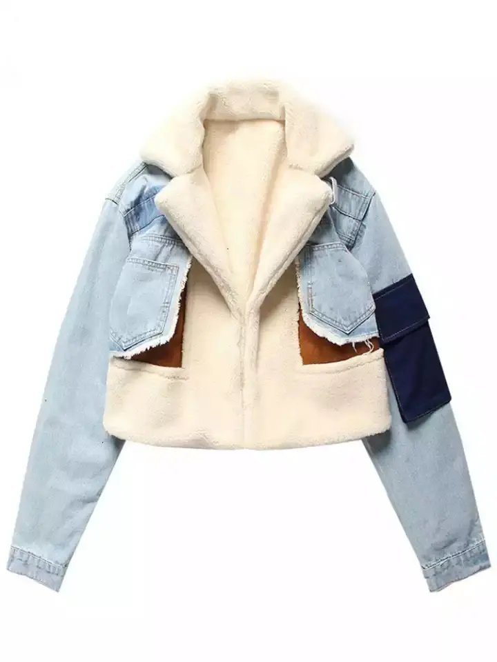 LESLIE PATCHWORK DENIM SHERPA JACKET LESLIE PATCHWORK DENIM SHERPA JACKET
