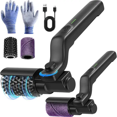 【DealsForYouDays】Drayvorx Durable Rechargeable Electric Cleaning Brush with Handle - Rust Resistant Thick Stainless Steel Bristles, 400 RPM Motor, Type-C Charging, Fast Grime Removal, BBQ Grill Accessories, Barbecue Cooking Kitchen Tool, Father's Day Gift