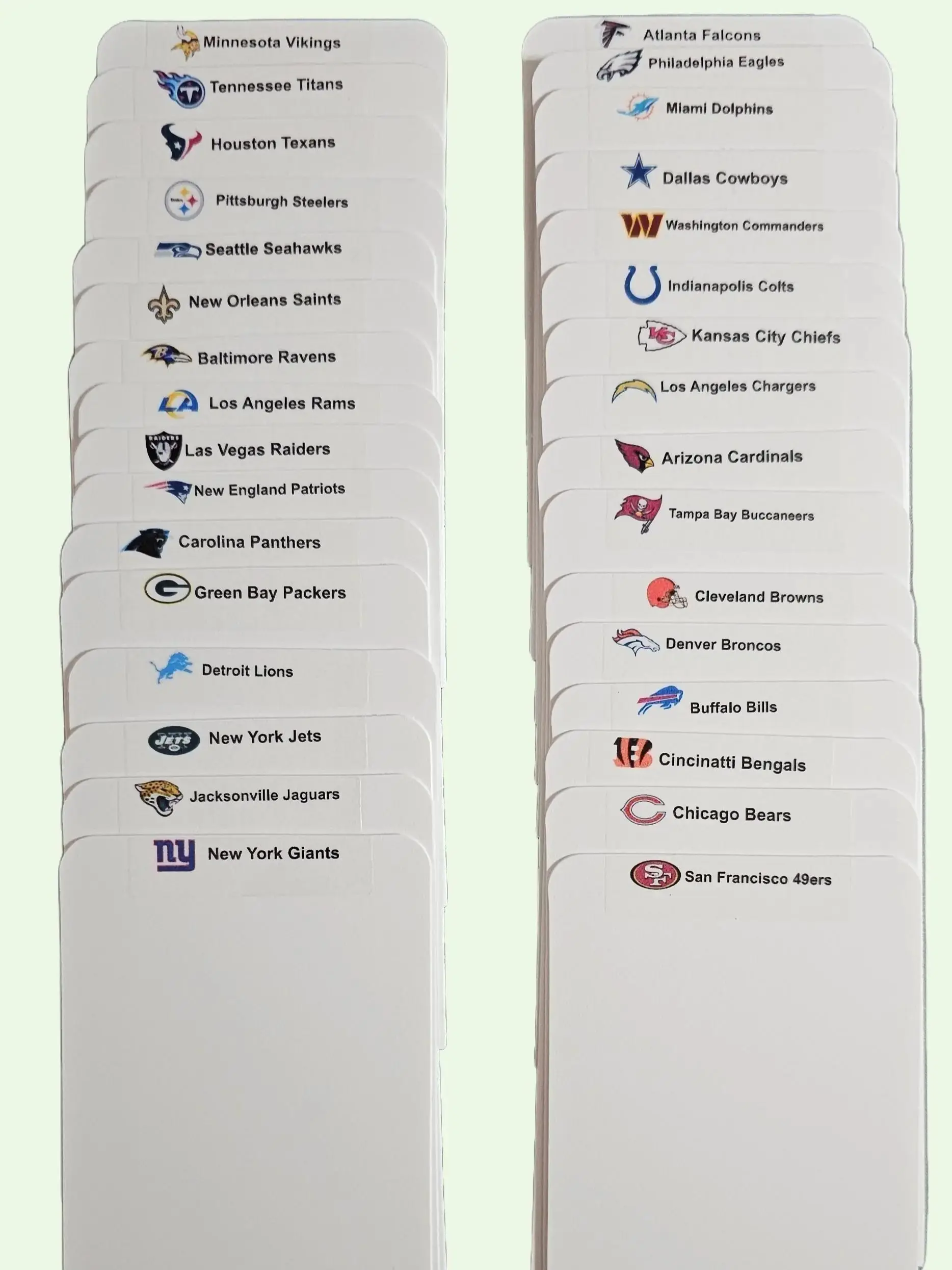 32 Tall Card Dividers - Includes Football Team Stickers, Hand Crafted for Sorting Sleeved & Toploaded Cards, Great for Boxes