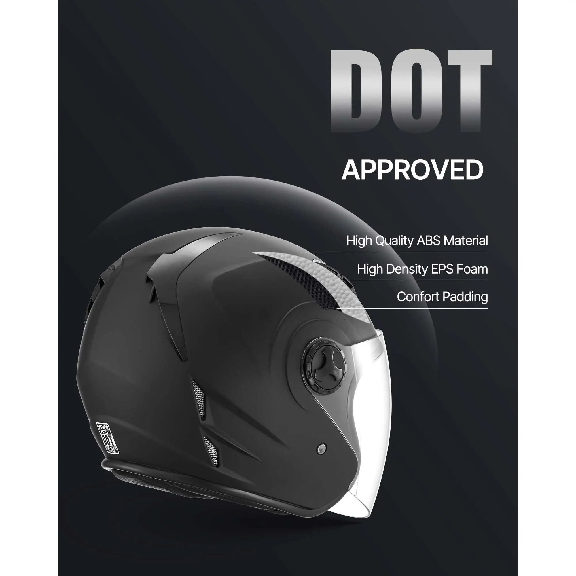VEVOR Motorcycle Helmet, 3/4 Open Face, Adult Motocross Dirt Bike Helmet with Clear Visor, Comfortable Motorbike Racing Street with Detachable Liner for Men & Women, DOT Approved, (Matte Black, XL)Summervibes - TikTok VEVOR Motorcycle Helmet, 3/4 Open Face, Adult Motocross Dirt Bike Helmet with Clear Visor, Comfortable Motorbike Racing Street with Detachable Liner for Men & Women, DOT Approved, (Matte Black, XL)Summervibes - TikTok