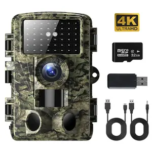 Trail Camera - 4K 48MP Game Camera with Night Vision, 0.05s Trigger Motion Activated Hunting Camera, IP66 Waterproof, 130 Wide-Angle with 46pcs No Glow Infrared LEDs for Outdoor Wildlife,BY