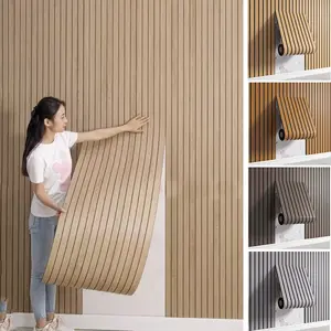 3D Wood Grain Wall Panels Roll Peel and Stick - Stylish Waterproof Wallpaper Easy DIY Self-Adhesive for Ceiling, Living Room