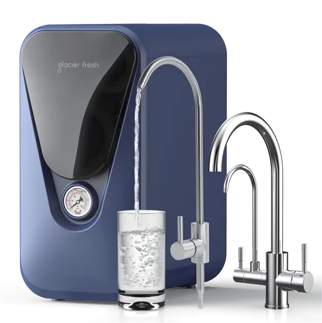 GLACIER FRESH U03 Under-Sink RO System, 800 GPD Faucet, 5 stage Reverse Osmosis Water Filter System, Non-Electric, Tankless,  3:1 Pure to Drain, Reduce TDS PFAS PFOS for Home Kitchen upgrade, Filtration Accuracy 0.0001μm