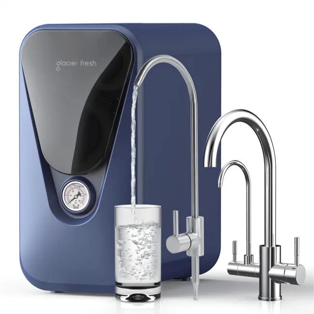 Glacier Fresh U03 Under Sink Water Filter System - 800GPD Flow Faucet, 5-Stage Reverse Osmosis Water Filtration & Softeners, Non-Electric, Internal Tank, 3:1 Pure-to-Drain, 0.0001 Micron Accuracy, NSF/ANSI 58 Safe, TDS+PFAS Reduced, Home Kitchen Upgrade