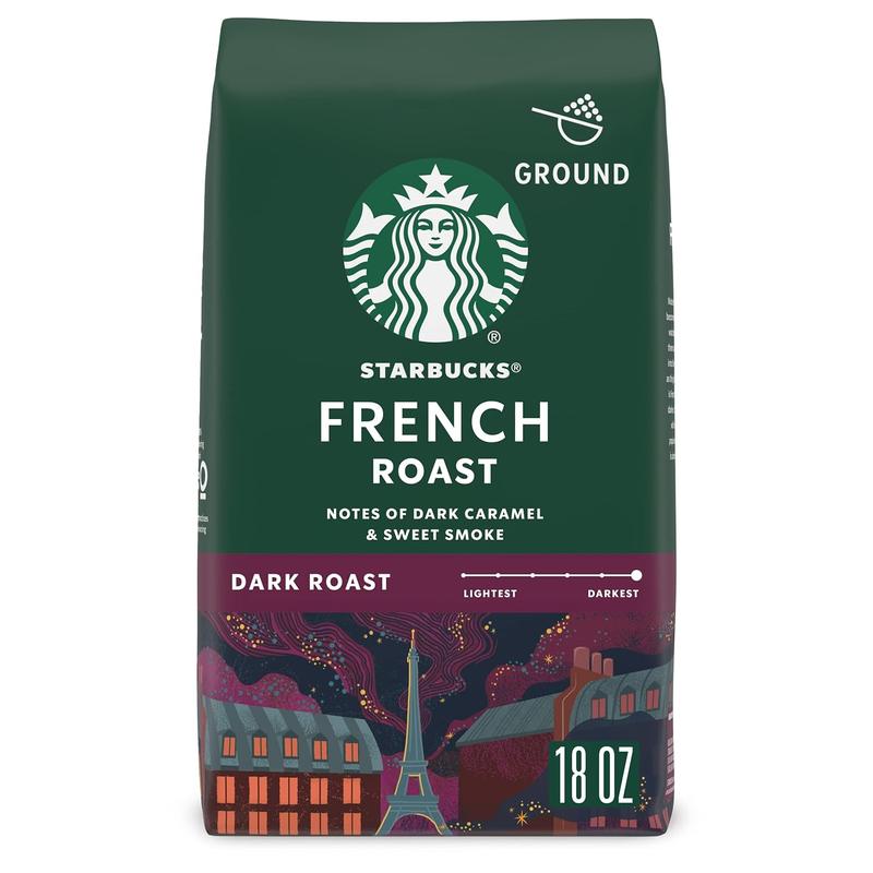 Starbucks French Roast Ground Coffee 100% Arabica Dark Roast 1 Bag 18 oz Rich Bold Flavor for Coffee Lovers