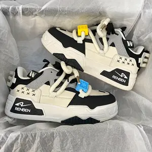 RENBEN Chic Skateboarding Shoes for Women - Sturdy Chunky Soles, Fashionable Striped Patterns, Durable PVC Outsoles for Extreme Skateboarding Performance and Comfort - High-Quality, Long-Lasting, and Stylish Skate Shoes