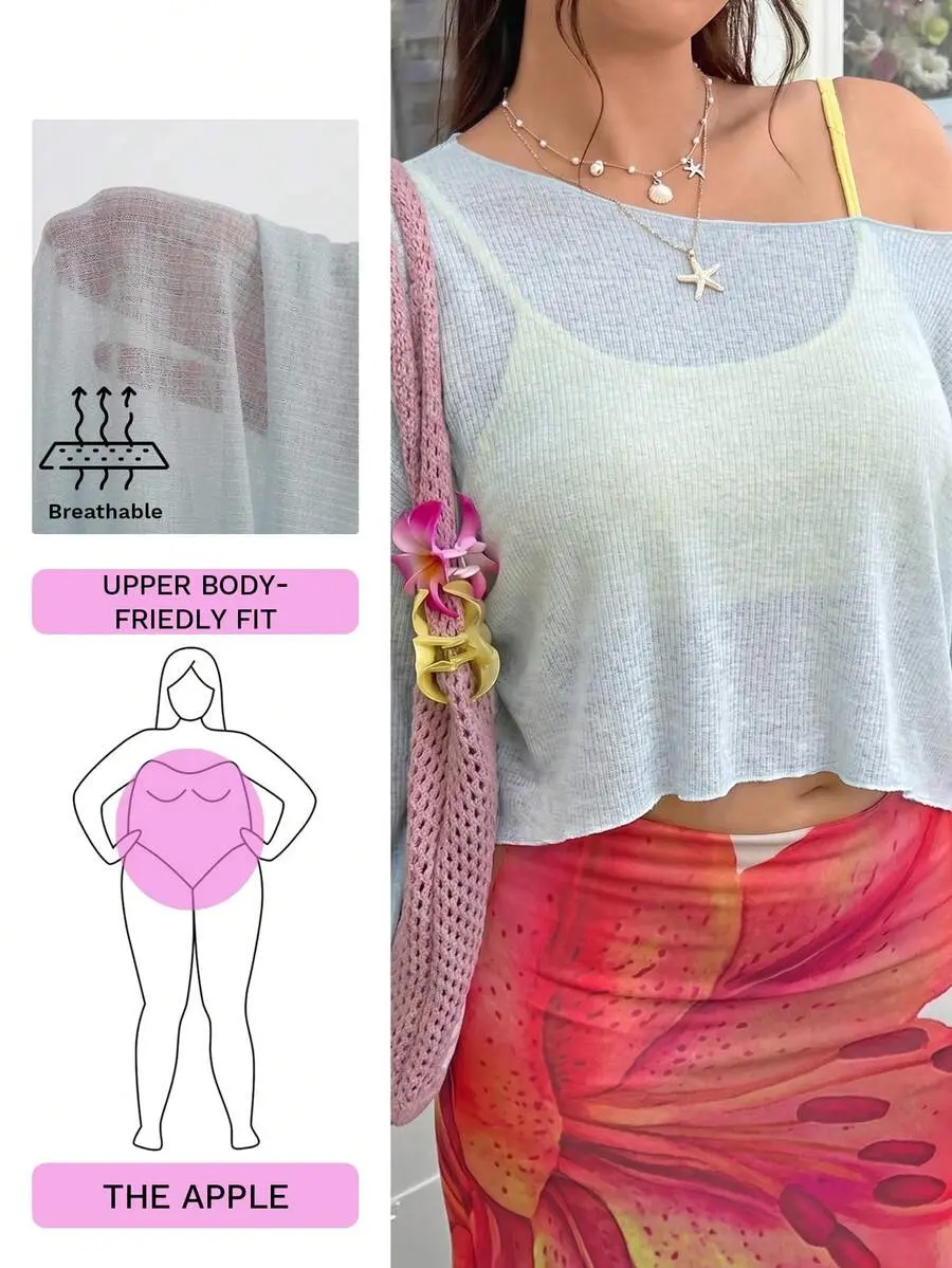 [FREE SHIP DEAL] Plus Size Women's Cutout Shoulder Long Sleeve Blouse,Light Blue,Autumn,Smart Casual,Vacation,Holiday,Chic,Y2k,Party Formal,Wedding,Christmas,New Year