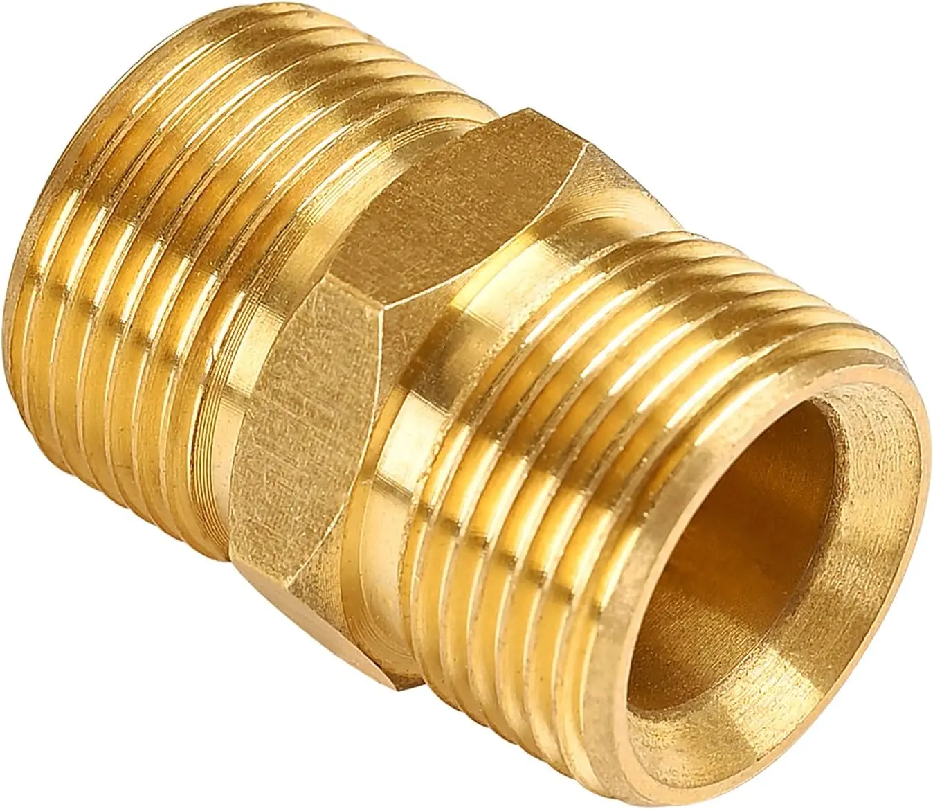 Washer Hose Connector, Solid Brass Double M22-14mm Male Coupler,  Washer Hose Extension Adapter Fitting, 5000 PSI 1 count