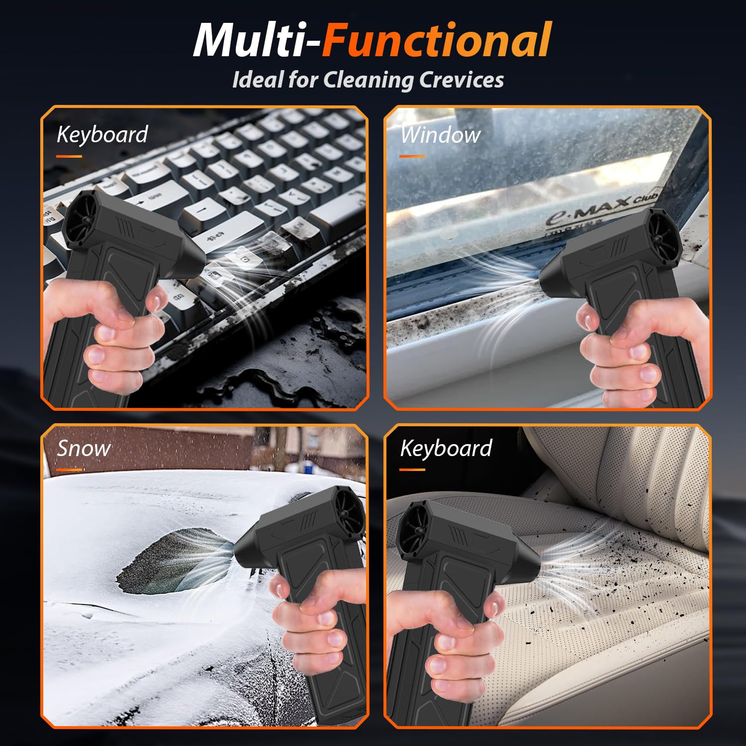 Compressed Air Duster, 130,000 RPM Keyboard Cleaner, Replace Compressed air can, Computer Accessories for Outdoors, PC, Electronics, Snow and Car Dust Off