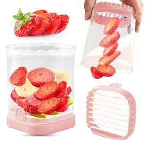 Creative Strawberry & Fruit Slicer - Detachable Cutter with Push Plate and Cup