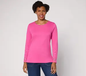 Quacker Factory Champagne Bubbles Sequin Sleeve Top