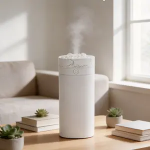Volcano Simulation Dual Spray Humidifier, Silent Spray Humidifier, Portable Mini Humidifier with Ambient Light, Ultra-Quiet Desktop Humidifier for Bedroom, Office, Car