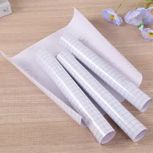 Grid Pattern Self Adhesive Transfer Film, 1 Roll Transparent Positioning Vinyl Transfer Paper, Multipurpose DIY Decorative Sticker Material for Window Decor Making