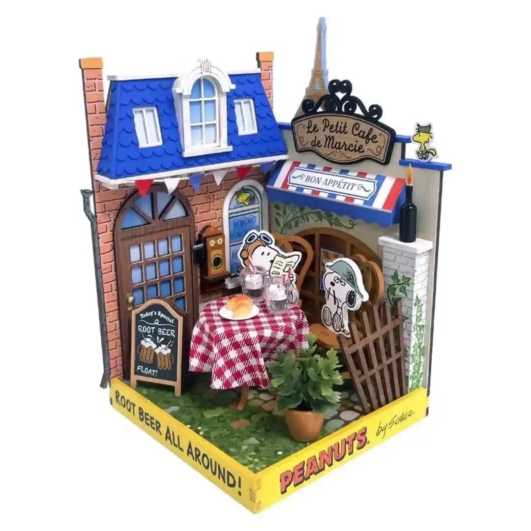 Hands Craft Le Petit Café Design 3-Dimensional Puzzle with Snoopy & Spike, 103-Piece Unisex Collectible Toy with Shelves, Screen Time Alternative for Puzzle Enthusiasts Ages 12+, 103 Pieces