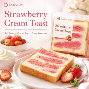 Milk Foam Toast – Strawberry & Blueberry Duo | Creamy-Topped Soft Bread Snack Cake Dessert