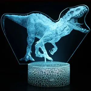 Acrylic carved 3D desk lamp, small night light, dinosaur shaped light, remote control LED visual stereoscopic night light a3