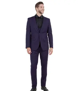 Midas Collection: Ultra Slim Three-Piece Suit with Peak Lapel in Eggplant/Purple