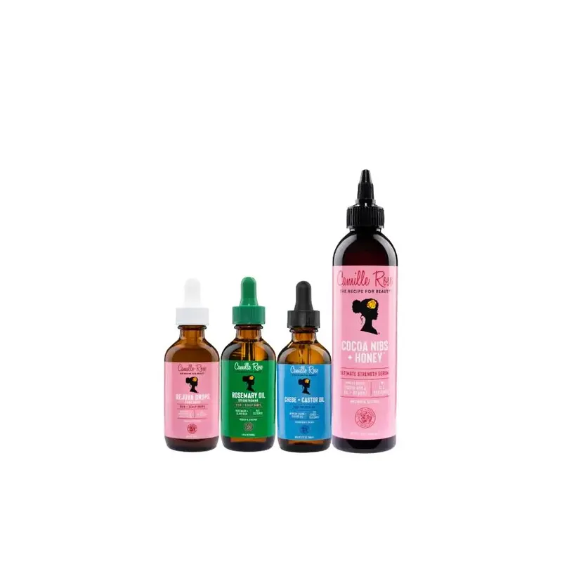 Camille Rose Gro Strong Bundle - Range of Nourishing Oils to Boost Shine, Strengthen Strands & Promote Growth for Healthy Tresses, Use as Pre-Shampoo Treatment, Finishing Oil or Scalp Massage - All Hair Types & Textures