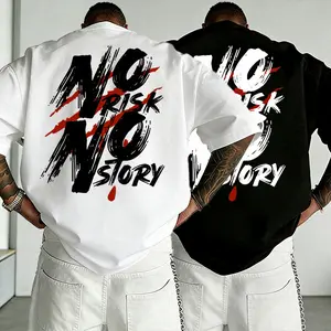 TikTok popular men's T-shirts under $10 - "No Adventure No Legend" graffiti brush print, 100% heavy cotton, loose street style, 90s mood punk style, never fade print, 2025 TikTok budget trend, campus street style urban must-have items.