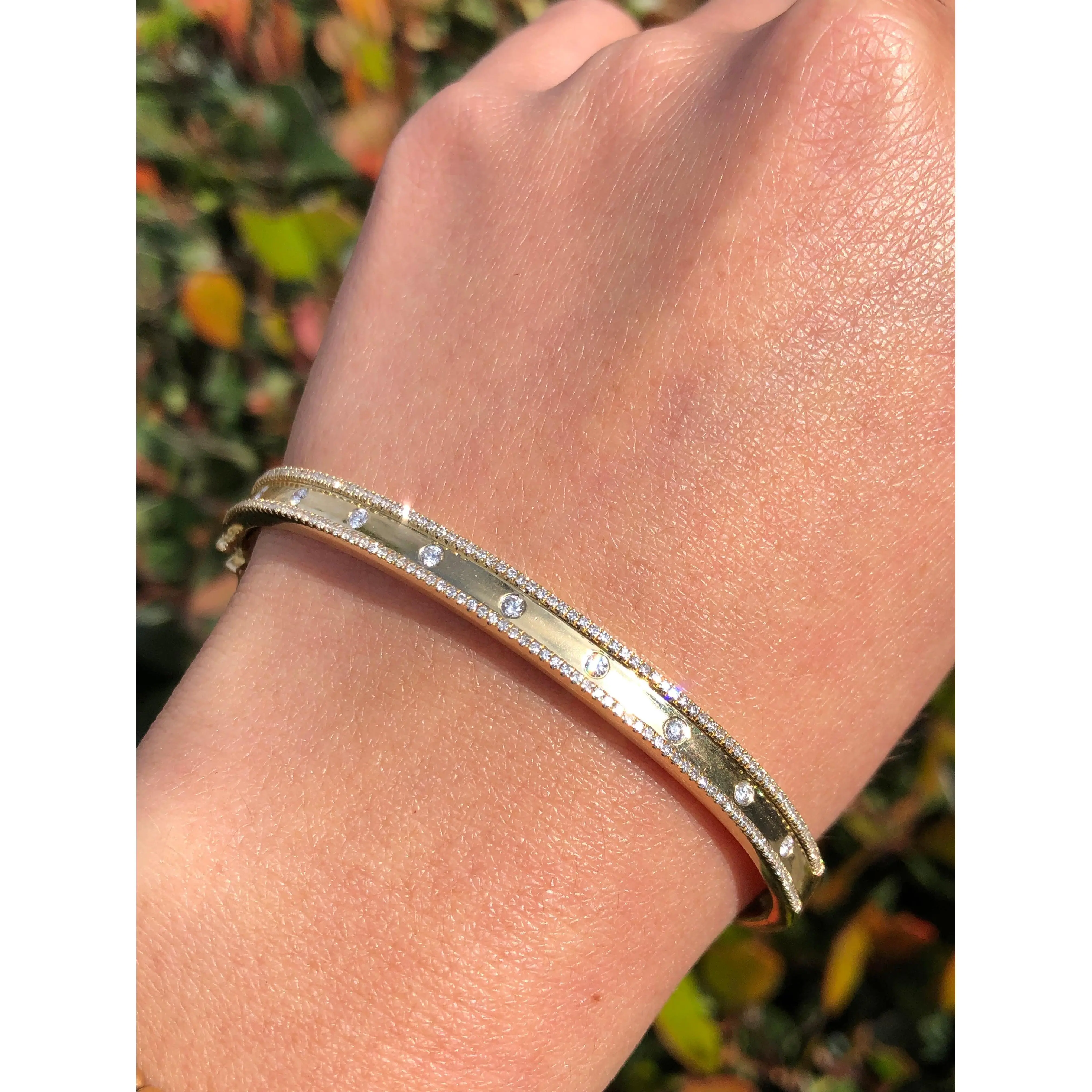 14K Gold Spaced Out Diamond Bangle
