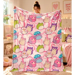 NEW Squishmallows Snuggle Throw , Assorted Designs Soft sofa decor  bedroom warm cozy Print Flannel  cooling novelty  comfortable sofa  pig love blanket