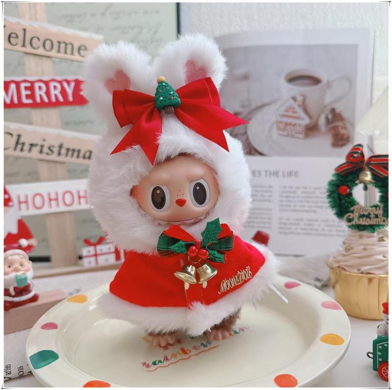 Labubu Winter Christmas Set Plush Toy for 1-3 Series 17cm Dolls Comfortable Fabric Festive Outfit Perfect Collector's Fashionable Holiday Gift