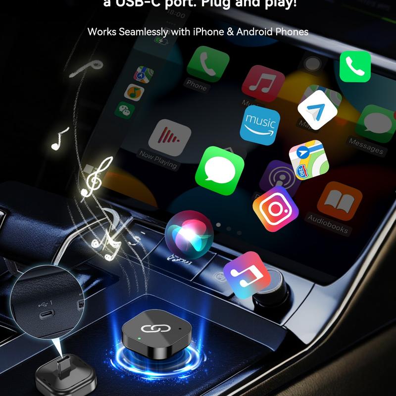 Spedal Newest Wireless Carplay Adapter, USB-C/android Auto Interface, Supports Carplay & Android Auto, Plug-And-Play, Stable Connection, Wireless Carplay Dongle