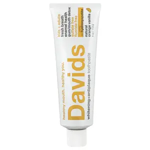 Davids Kids + Adults Whitening + Antiplaque Toothpaste, Natural Orange Vanilla, 4 oz (113 g)